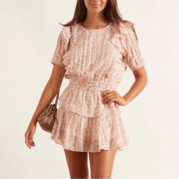 LOVESHACKFANCY Natasha Dress Vanilla Foam Ditsy Floral Print Size XS Cotton - Picture 5 of 16